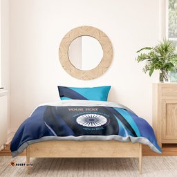 Custom India Cricket Bedding Set 2024 World Cup Go Men in Blue