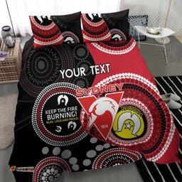 Custom AFL Swans NAIDOC Week Bedding Set Keep The Fire Burning Indigenous Art