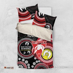 Custom AFL Swans NAIDOC Week Bedding Set Keep The Fire Burning Indigenous Art