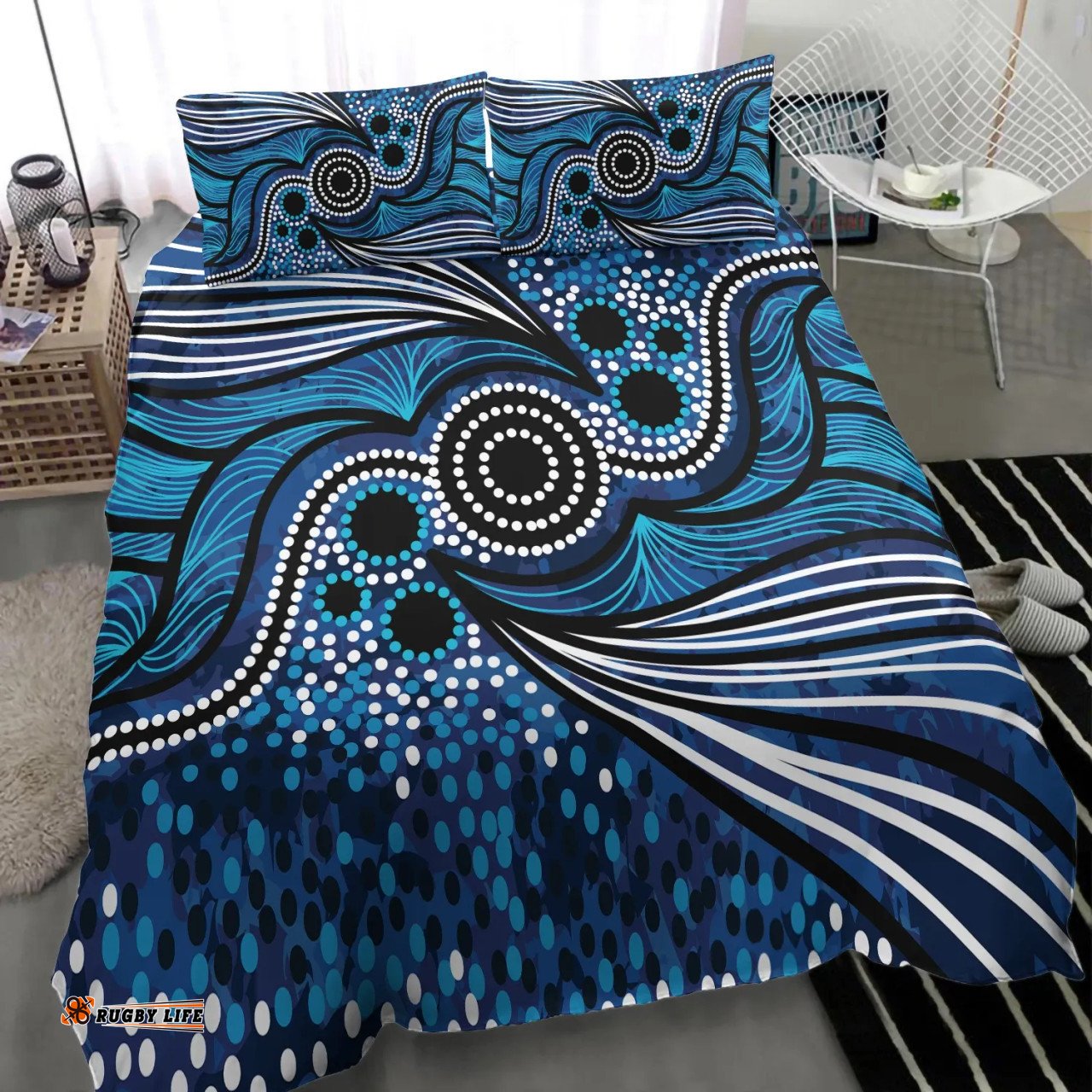 Australia Aboriginal Inspired Bedding Set - Aboriginal Inspired Dot Art Painting Ver 9