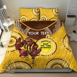 Custom AFL Hawkthorn NAIDOC Week Bedding Set Keep The Fire Burning Indigenous Art