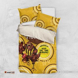 Custom AFL Hawkthorn NAIDOC Week Bedding Set Keep The Fire Burning Indigenous Art
