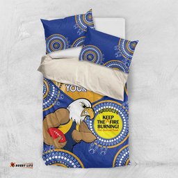 Custom AFL Eagles NAIDOC Week Bedding Set Keep The Fire Burning Indigenous Art