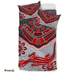 Australia Aboriginal Inspired Bedding Set - Indigenous Boomerang and Lizard Art