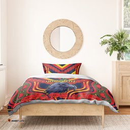 Custom Crows Football ANZAC Bedding Set Poppy Soldier With Aboriginal Dots Art