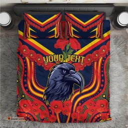 Custom Crows Football ANZAC Bedding Set Poppy Soldier With Aboriginal Dots Art