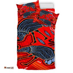 Australia Indigenous Bedding Set Emu aboriginal inspired art background