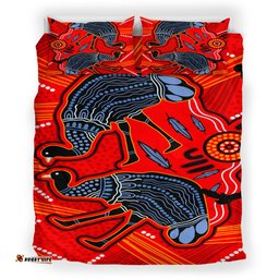 Australia Indigenous Bedding Set - Emu aboriginal inspired art background