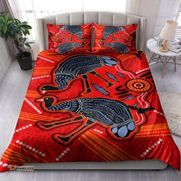 Australia Indigenous Bedding Set - Emu aboriginal inspired art background