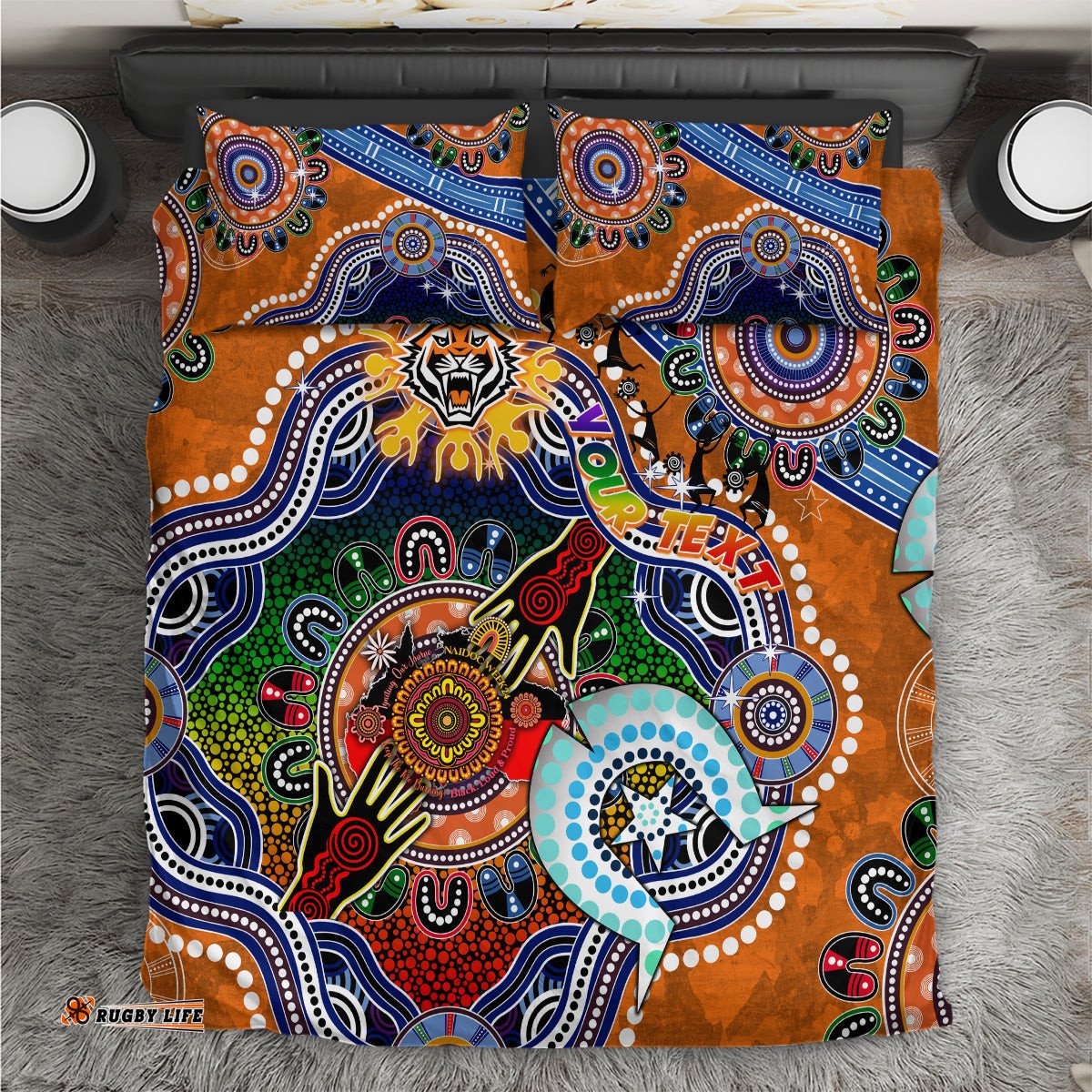 Personalised Tigers NAIDOC Week 2024 Bedding Set Australia Aboriginal Dot Painting DT02
