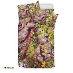 Australia Koala Bedding Set - 3D Koala with Waratah Flower Bedding Set