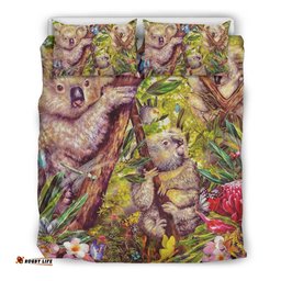 Australia Koala Bedding Set - 3D Koala with Waratah Flower Bedding Set