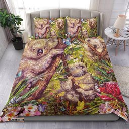 Australia Koala Bedding Set - 3D Koala with Waratah Flower Bedding Set