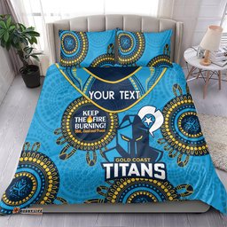 Custom NRL Titans NAIDOC Week Bedding Set Keep The Fire Burning Indigenous Art