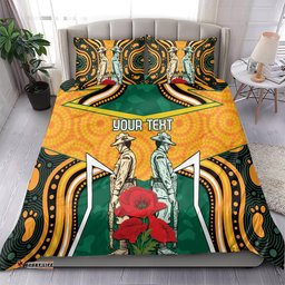 Australia Wallabies Rugby ANZAC Custom Bedding Set Poppy Soldier With Aboriginal Dots Art