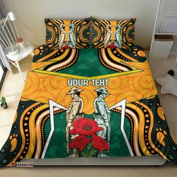 Australia Wallabies Rugby ANZAC Custom Bedding Set Poppy Soldier With Aboriginal Dots Art