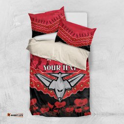 Custom Bombers Football Bedding Set ANZAC Lest We Forget