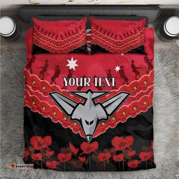 Custom Bombers Football Bedding Set ANZAC Lest We Forget