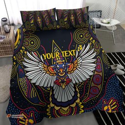 Custom Adelaide Football Bedding Set With Crow Aboriginal Art Style