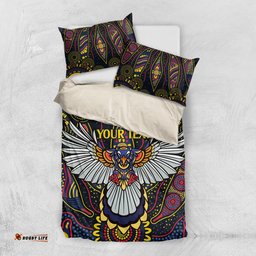 Custom Adelaide Football Bedding Set With Crow Aboriginal Art Style