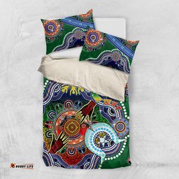 Personalised Rabbitohs NAIDOC Week 2024 Bedding Set Australia Aboriginal Dot Painting DT02