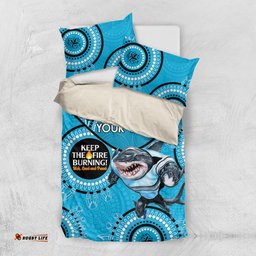 Custom NRL Sharks NAIDOC Week Bedding Set Keep The Fire Burning Indigenous Art