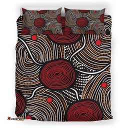 Australia Aboriginal Inspired Bedding Set - Indigenous Symbol Dot Painting Art Ver 11