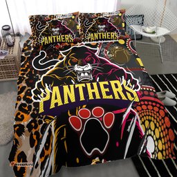 Penrith Panthers Bedding Set - Indigenous Wild Black Penrith Panthers Scratch Style