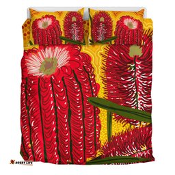 Australia Aboriginal Bedding Set - Aboriginal Dot Art Of Australian Native Banksia Flower Bedding Set