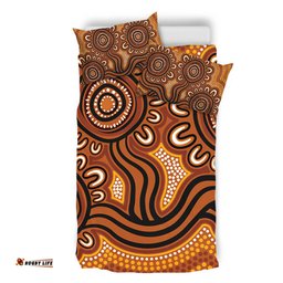 Australia Aboriginal Bedding Set - Dot Patterns From Indigenous Australian Culture (Brown) Bedding Set