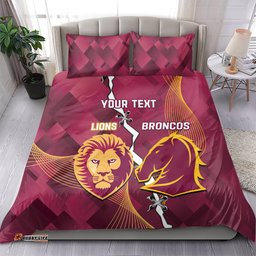 Personalised Lions Football And Broncos Rugby Bedding Set Sporty Version