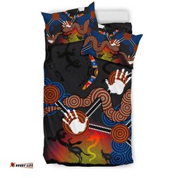 Australia Aboriginal Inspired Bedding Set - Australian Boomerang and Snake Indigenous Art