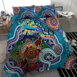 Personalised Sharks NAIDOC Week 2024 Bedding Set Australia Aboriginal Dot Painting DT02