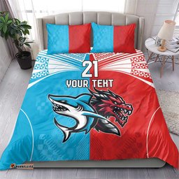 Custom Sharks-Dragons Rugby Bedding Set With Sporty Style