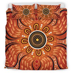 Australia Aboriginal Inspired Bedding Set - Aboriginal Connection Concept Artwork Color