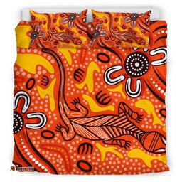 Australia Aboriginal Inspired Custom Bedding Set - Aussie Lizard Indigenous Art