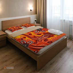 Australia Aboriginal Inspired Custom Bedding Set - Aussie Lizard Indigenous Art