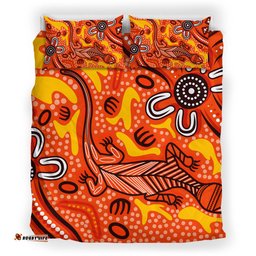 Australia Aboriginal Inspired Custom Bedding Set - Aussie Lizard Indigenous Art