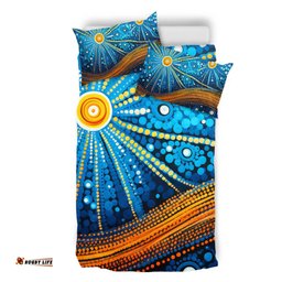 Australia Dreaming Aboriginal Bedding Set - Aboriginal Culture Indigenous Dot Painting Inspired Bedding Set