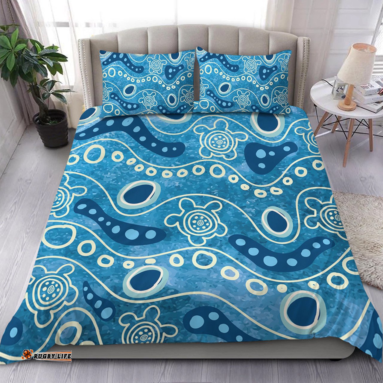 Australia Aboriginal Bedding Set - River With Aboriginal Dot Art Inspired Bedding Set