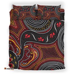 Australia Aboriginal Inspired Bedding Set - Aboriginal Inspired Dot Art Painting And Kangaroo