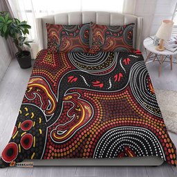 Australia Aboriginal Inspired Bedding Set - Aboriginal Inspired Dot Art Painting And Kangaroo