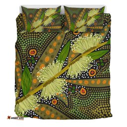 Australia Flowers Aboriginal Bedding Set - Aboriginal Dot Art Of Australian Native Flower Hakea Sericea Bedding Set