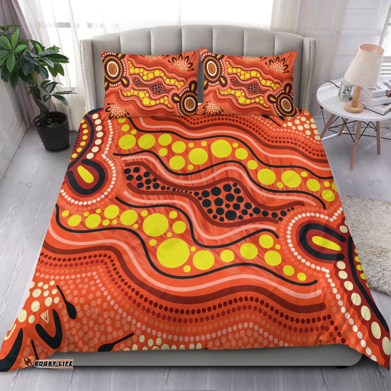 Australia Aboriginal Inspired Bedding Set - Aboriginal Inspired Dot Art Painting Ver 15