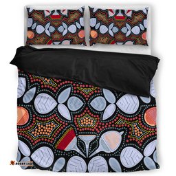 Australia Aboriginal Bedding Set - Eucalyptus seamless pattern In Aboriginal Dot Art Bedding Set