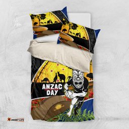 Warriors Rugby ANZAC Day Bedding Set New Zealand Wahs Tiki Mascot Rosemary Starry Night