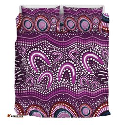 Australia Aboriginal Bedding Set - Purple Aboriginal Dot Art Style Painting Bedding Set