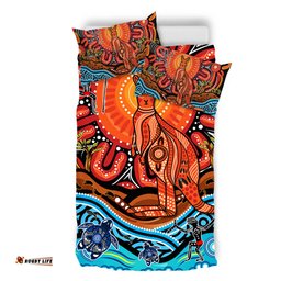 Amazing Aussie Australia Aboriginal Inspired Kangaroo Dreaming Dot Painting Pattern Bedding Set