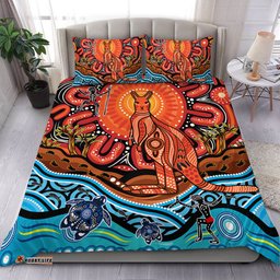 Amazing Aussie Australia Aboriginal Inspired Kangaroo Dreaming Dot Painting Pattern Bedding Set
