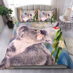 Australia Koala Bedding Set - Koala with a Scarlet Honeyeater Bedding Set